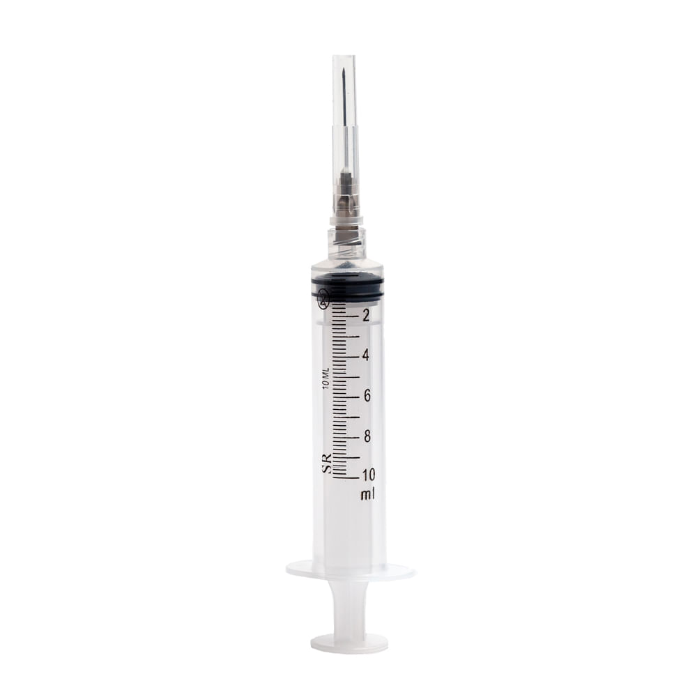 Seringa Luer Lock 10ml com Agulha 25 x 7mm - Caixa com 50 unidades