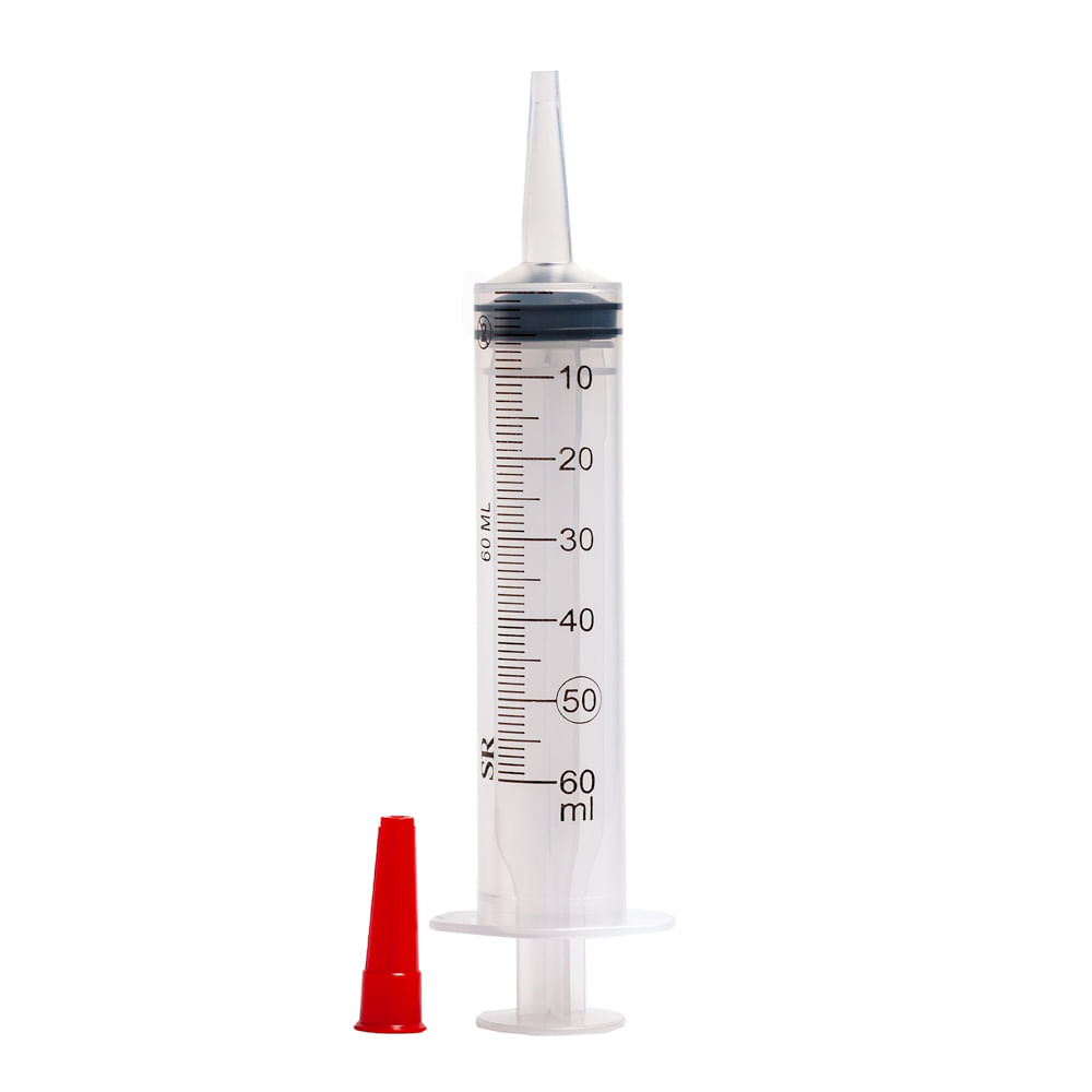 Seringa Descartável Bico Cateter 60ml sem Agulha - Caixa com 50 unidades